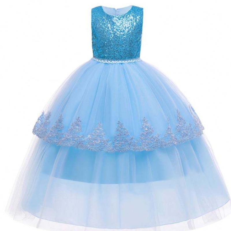 Baige Elegant Sequined Princess Dress Design for Places Clothing Girls Summer Long mekot 2022