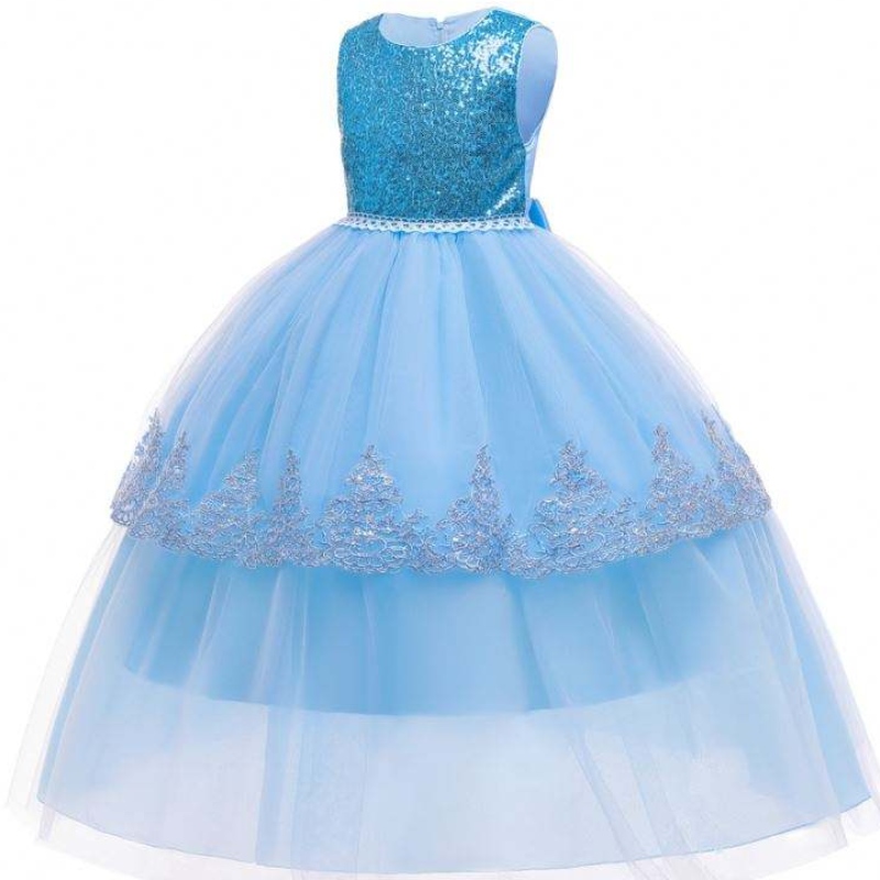 Baige Elegant Sequined Princess Dress Design for Places Clothing Girls Summer Long mekot 2022