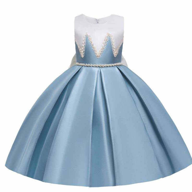 Baige Little Girl Birthday Party Dress Kids -kirjonta paljetti mesh Satin -mekot