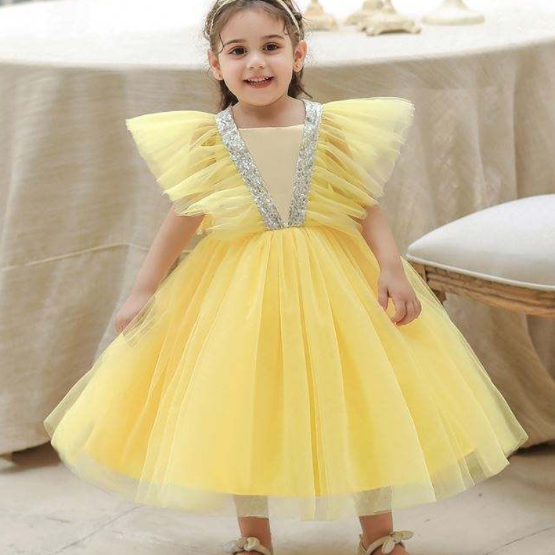 Baige Summer Puffy Flower Girl Syntymäpäivämekko täysikuu Kids Wedding Tutu Party Dress L2065XZ