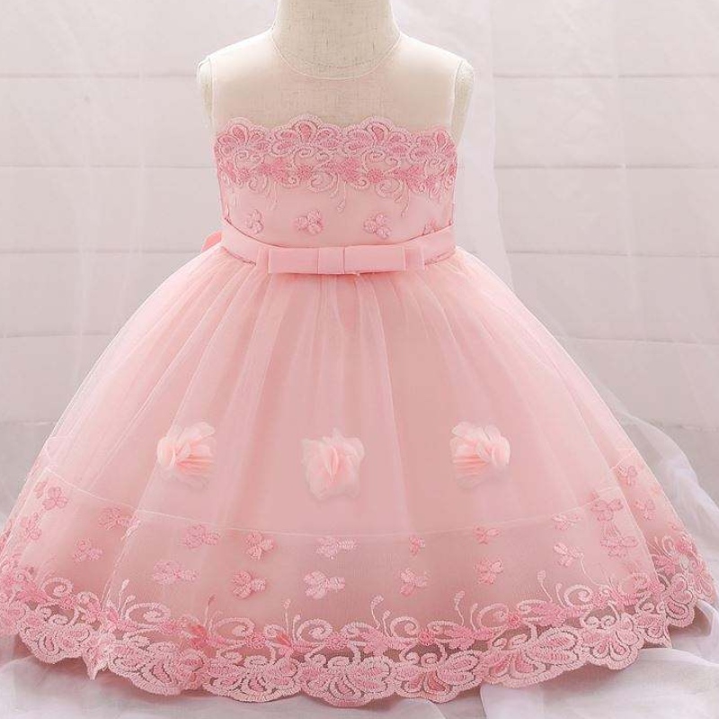 Baige Hihaton vastasyntyneen tyttövauva Syntymäpäiväpallon puku Flower Girl Party Dress L1922XZ