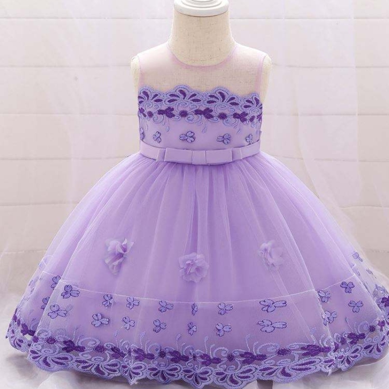 Baige Hihaton vastasyntyneen tyttövauva Syntymäpäiväpallon puku Flower Girl Party Dress L1922XZ