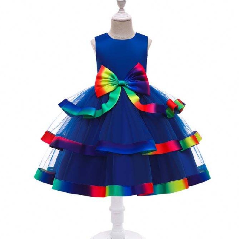 Baige tyttövauvan kerrostettu prinsessa mekko Uusi muoti Kids Wedding Party Wear Ball -puku