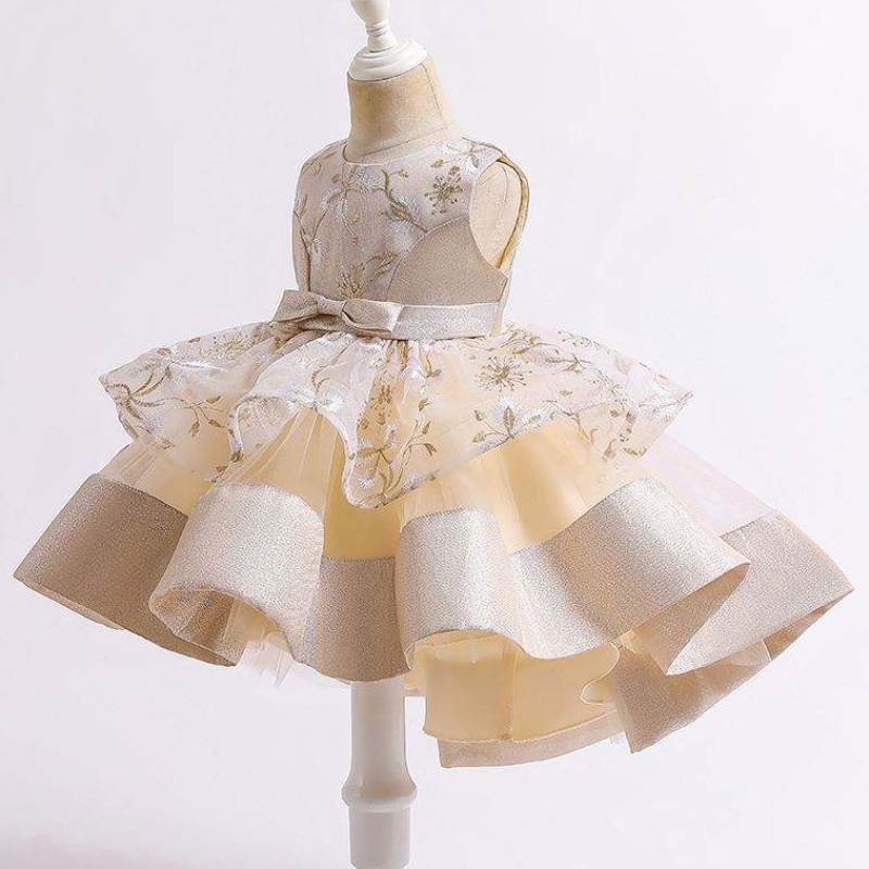 Baige 2021 -summerin lasten jälkiprinsessa mekko monikerroksinen mesh Kids Wedding Cake Ball -puku L5251