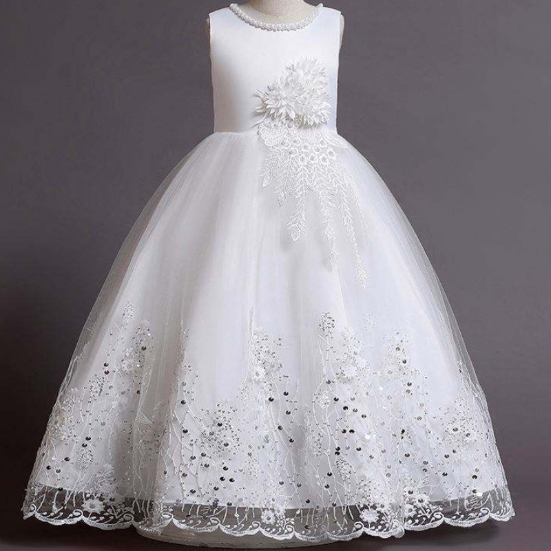 Baige -vauvatuotteet Girls Maxi Long Bated Ball Gown Kids Kerrostettu Net ProM -juhlakko