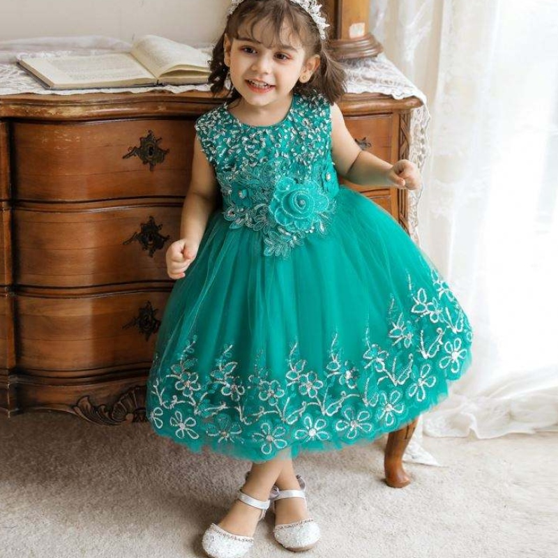 Baige Kids Fancy kirjonta Kukkamekko 0-5-vuotias tyttövauva Lapset Net Frock Design Tyylikäs hääjuhlamekko lapsille