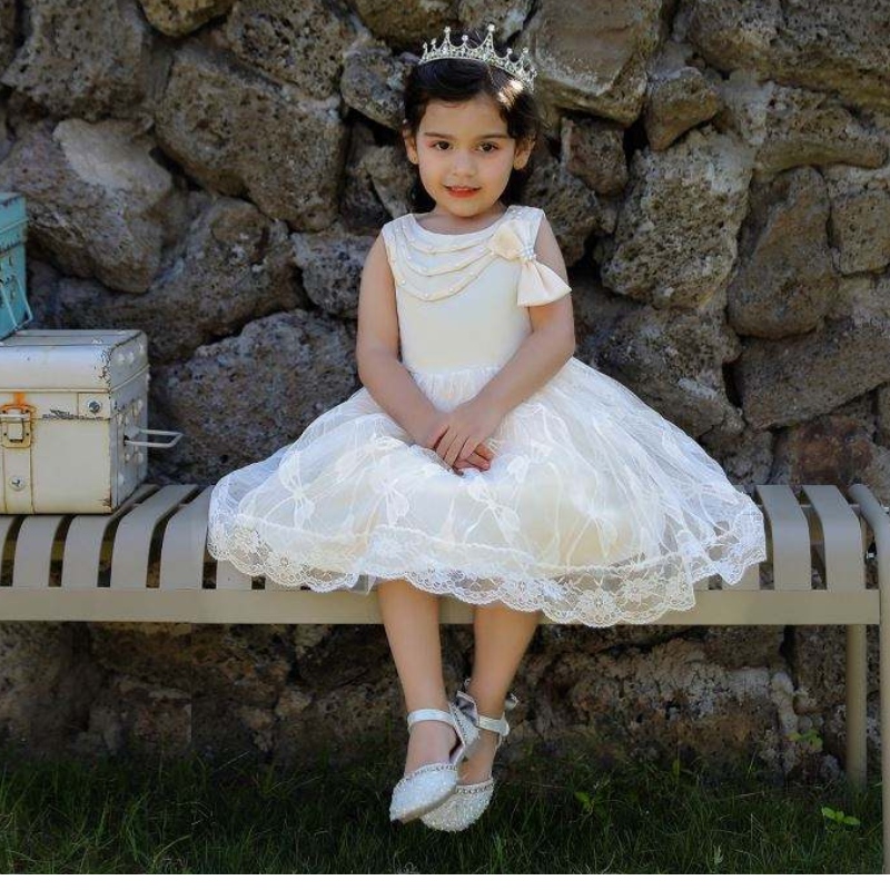 Baige Europe Tyle Toddler Sequin Dress Girls Christmas Dresses Syntymäpäivälomauhut Hääkukka tyttöjen mekot