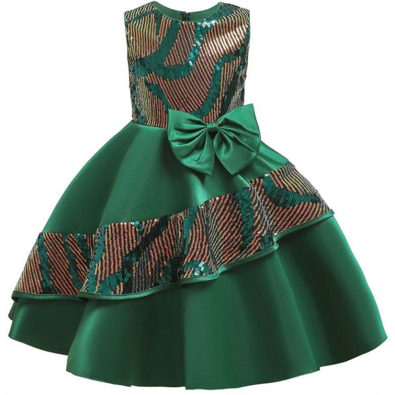 Fancy Frock Sequins Designs Girls Party Bling Bling Dresses Kids Vaatteet L5146