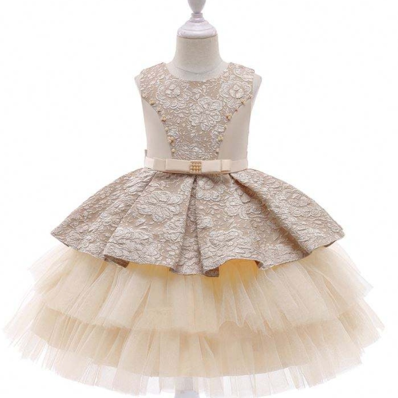 Baige Princess Flower Girl Dress Summer Tutu Hääpäivä Syntymäpäiväjuhlat Kids Teini -ikäinen prom -mekko malli