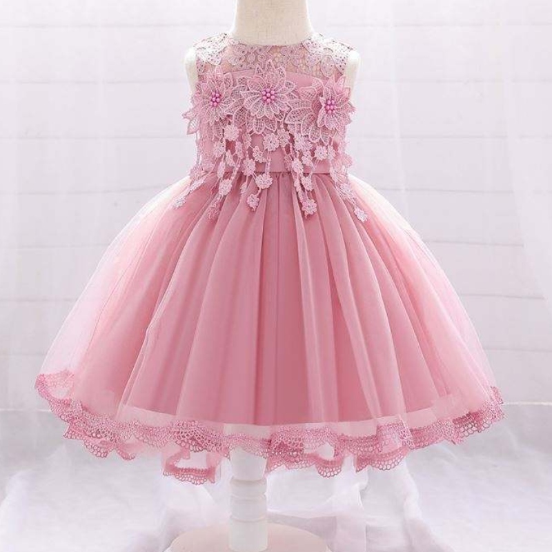 Baige tukkumyynti Girls pukeutuu vaatteisiin Uusi takapuku Design Design Baby Party Gown T1938XZ
