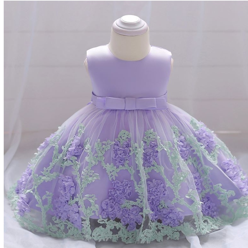 Baige lapset muotijuhlat Frock Kids Party Wear Wear Flower Girl -mekko lapsille 0-2 vuotta