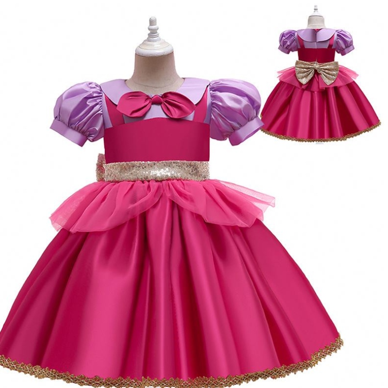 Baige Rose Red Riding Hood -puku Flower Girl Party Dress -puku ilmaisella pääpannalla D0702