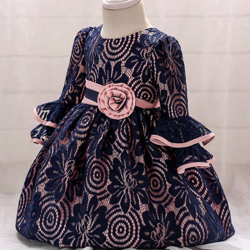 Baige Uusi saapuminen Kids Long Sleeve Party Frock Gaby Girl Print Fancy Princess -mekko L1858XZ