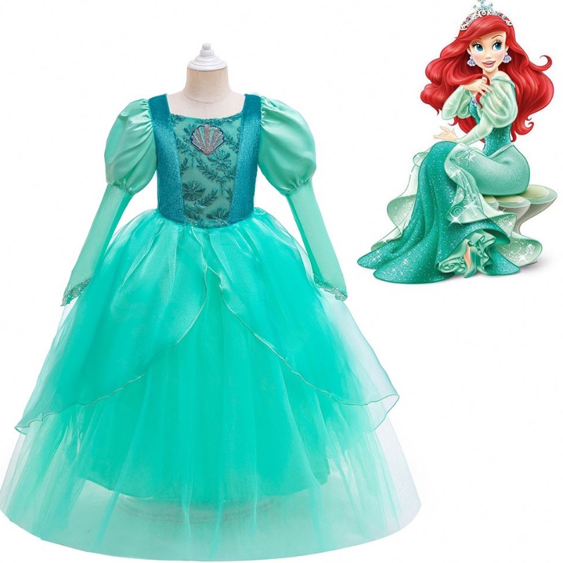 Baige Kids Girl Mermaid Ariel Princess -mekko lapsille tyttövauva Halloween -puku joulupuku Rapunzel -mekko