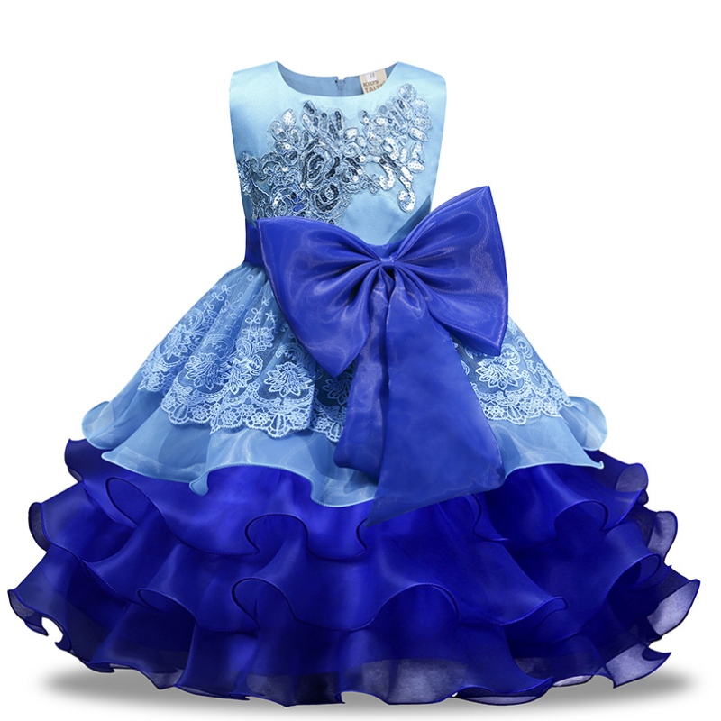 2022 Eurooppalaiset ja amerikkalaiset paljetetut mekot Bow Flower Girl Princess Dress Organza Puffy hame