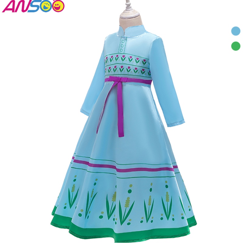 Ansoo Anna Princess -puvut lapsille Halloween Christmas Party Cosplay Snow Queen Girls Prom -puku