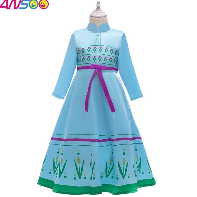 Ansoo Anna Princess -puvut lapsille Halloween Christmas Party Cosplay Snow Queen Girls Prom -puku