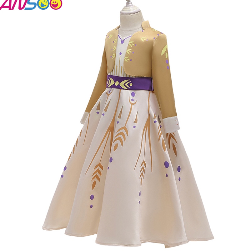 Ansoo Uusimmat lapset kuuluisuudet vaatteet Prinsessa Anna Wear Dress Halloween -pukut tytöille