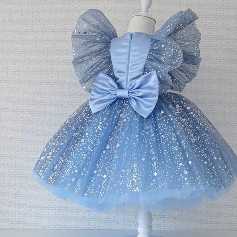 Vauva 1. syntymäpäivämekko tytöille paljetit Fluffy Kids Princess Party -pukujousi tyylikäs häävaatteet