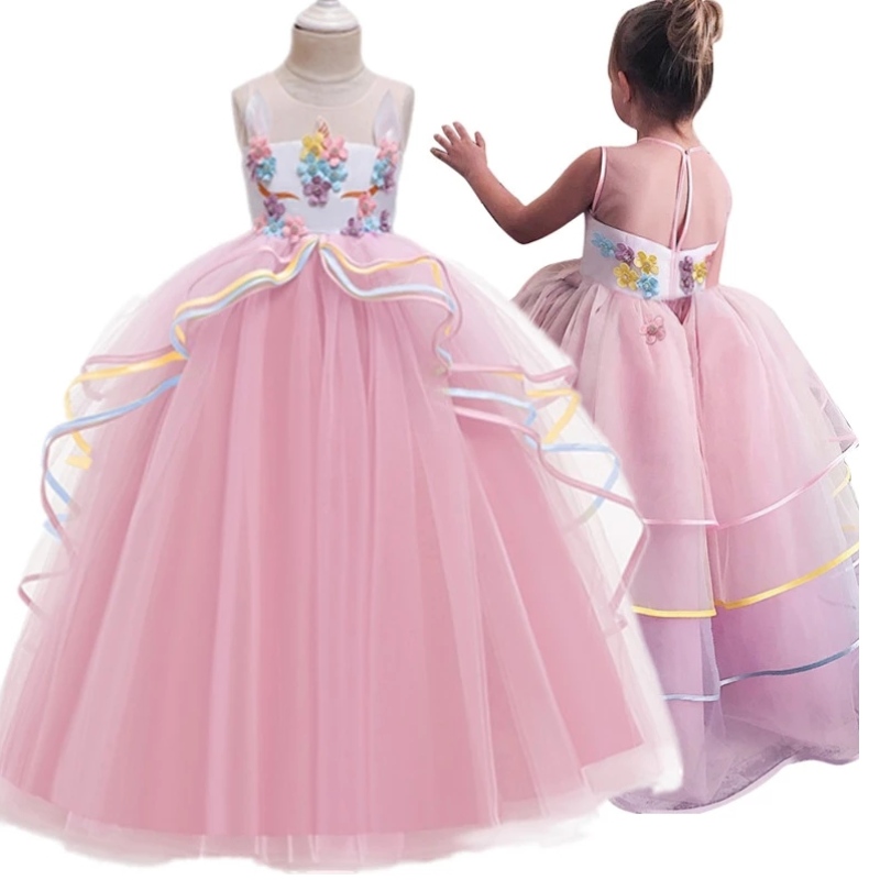 Fancy Girl Halloween Unicorn Party Long Dress Princess Girls Puku lapsille Vaatteet tyttövauva Frocks Lasten vaatteet