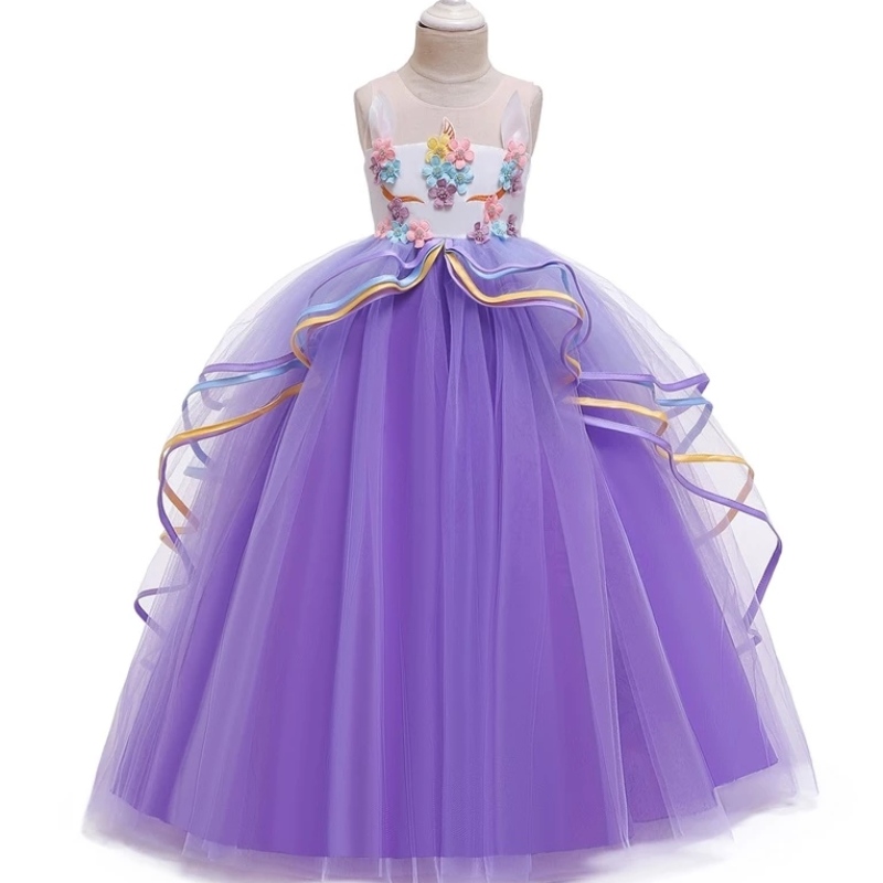 Fancy Girl Halloween Unicorn Party Long Dress Princess Girls Puku lapsille Vaatteet tyttövauva Frocks Lasten vaatteet