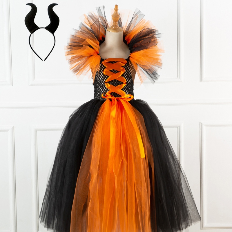 Fancy tutu -mekko tytöille paha kuningatar maaginennoita roisto lapset Mal evie -prinsessa puku päähineillä