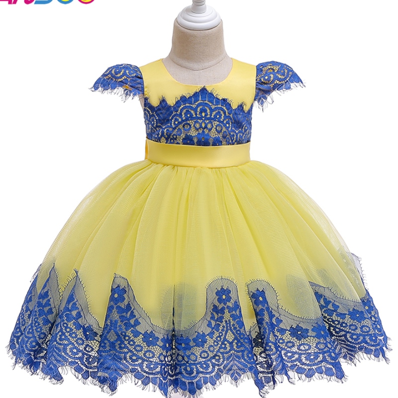 Ansoo New Childrenin törmäysvärinen INS-mekko paljetit Lace-prinsessamekko isolla jousella 3-10 vuotta tyttöä