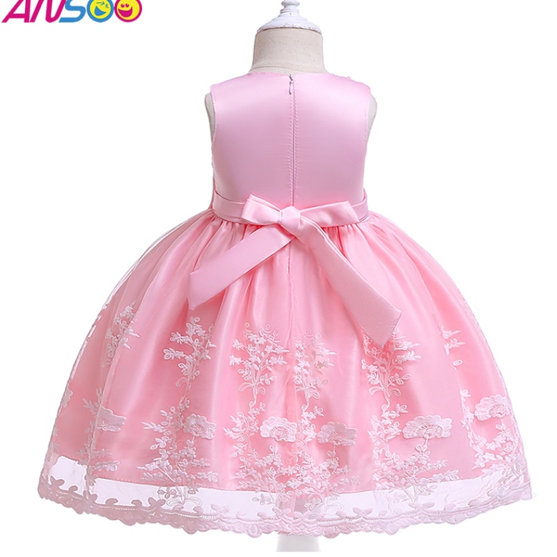 Ansoo Summer Flower Kids Fluffy Pink mekko tytöille 4Colors vauva tyttöjuhlat Tutun punainen mekko hääprinsessa lapsille