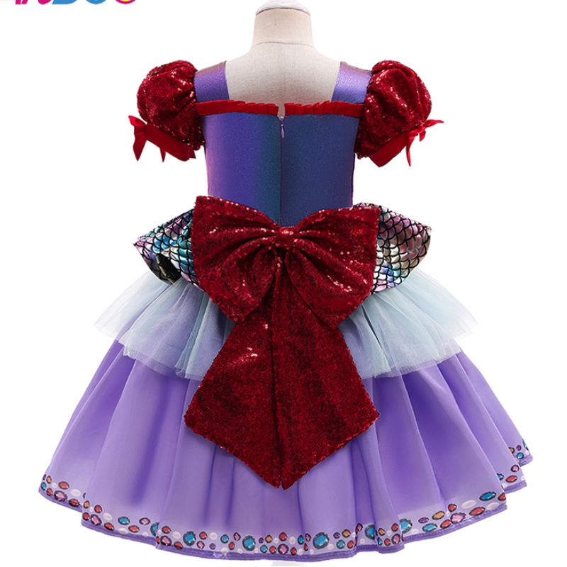 Ansoo Amzdreams 2022 Uusi tehdaslapset Syntymäpäivävaatteet Prinsessa merenneito tyttö violetti tutu -mekko pääpannalla merenneito mekko