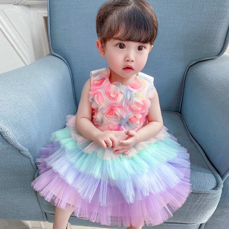 Tyttövauva prinsessa mekko kastepuku Kids Party mekko tutu pitsipuku