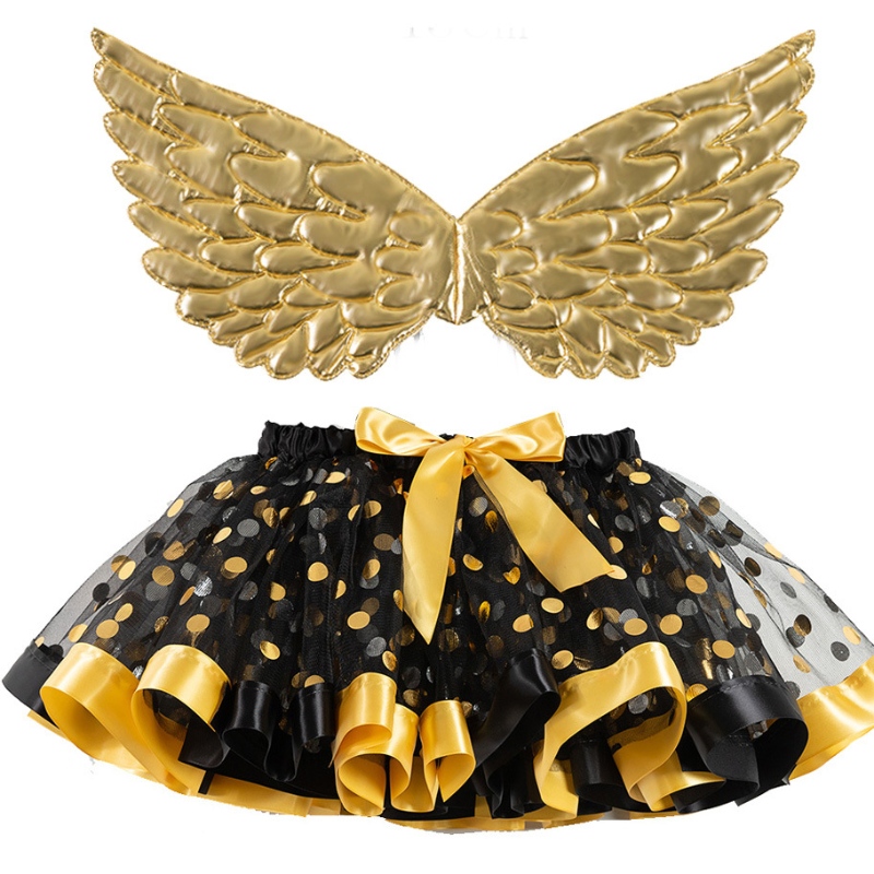 Kultaiset siivet polka dot juhlapuku Halloween Girls Tutu Stor