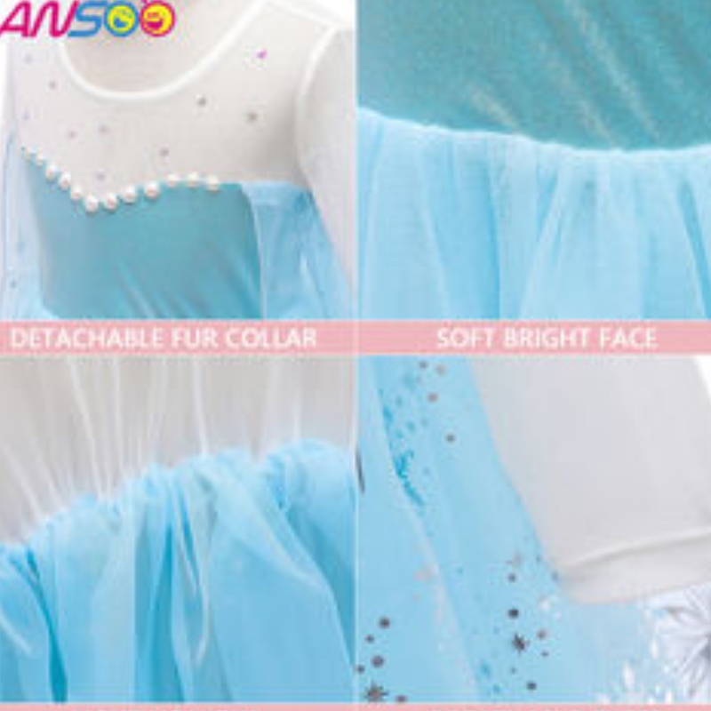 Ansoo 2022 Girls Elsa -prinsessapukupukut syntymäpäiväjuhlia varten pukeutuu hieno Halloween cosplay -puku