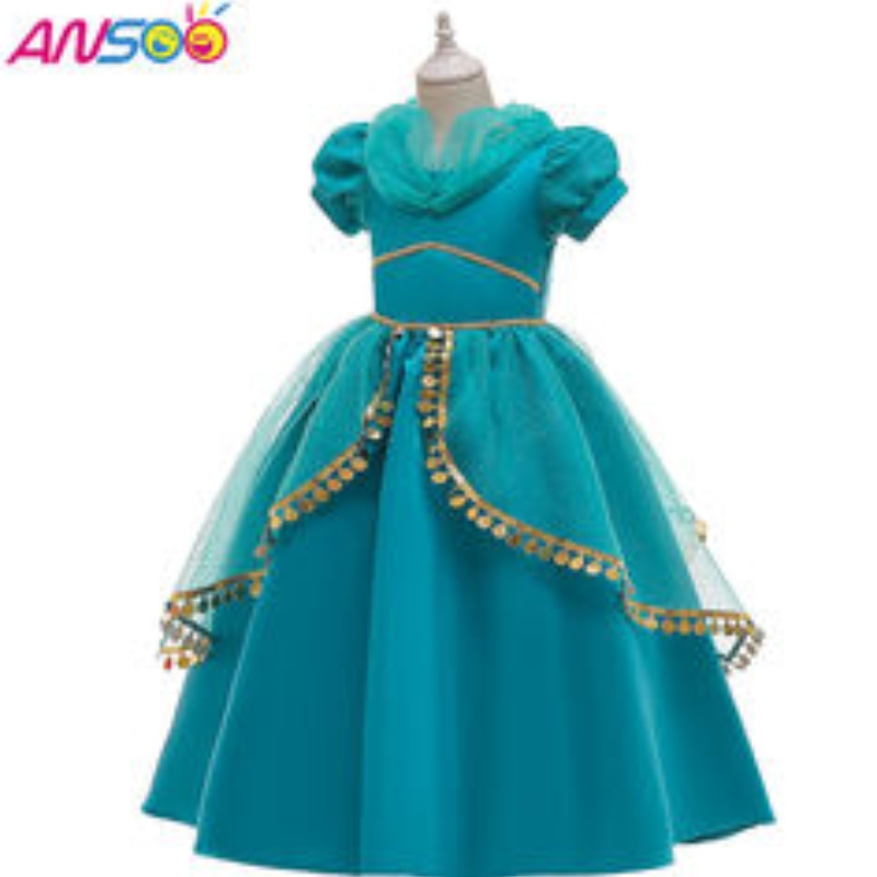 Ansoo Fancy Kids mekko Uusi saapuminen Lace Performance Girl Star -kuviot ihanat vauvalapset Ensimmäisen syntymäpäivän persialainen prinsessa mekko