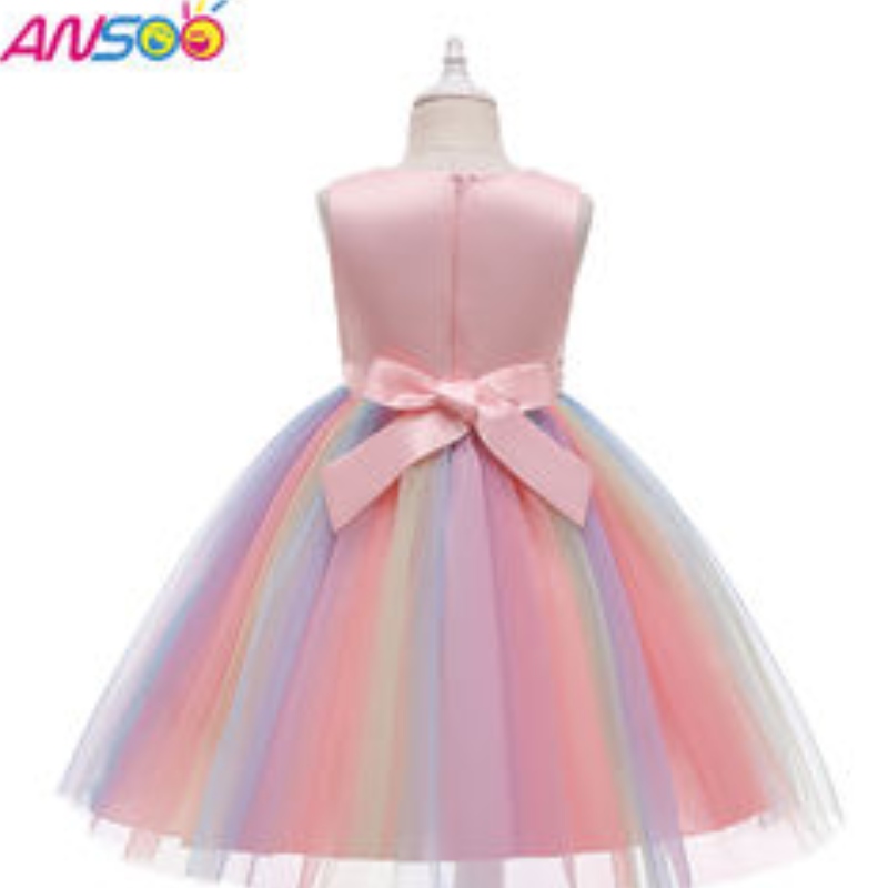 Ansoo Amazon Luxury Hihaton kaunis prinsessa Kids Ball -pukulapset \\ Vaatepuruetti Purple Flower Girl Dresses Ruffle -hame