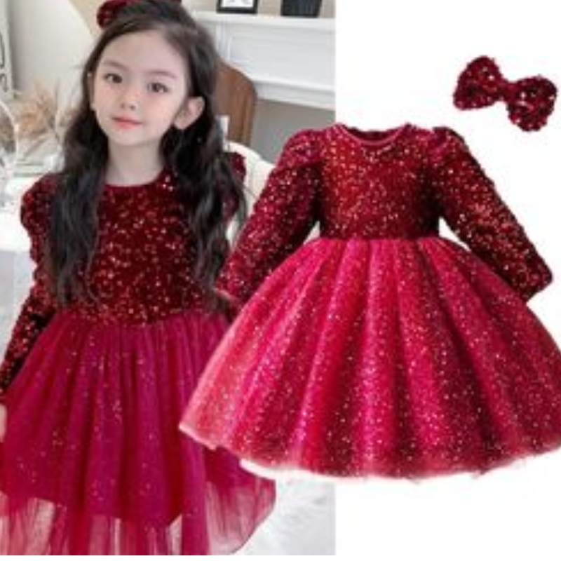 Tyttöjuhlat Fluffy Cake Smash Dress Spring pitkähihainen muodollinen iltaprinsessa Puku