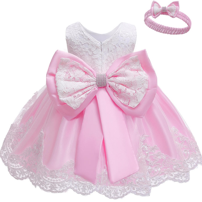 Tukkukaupan toimittajat 0–6 vuotta kaste-mekko tyttö pukujen kirjonta Kids Party Wear Wear Flower Girl -mekko hääihin