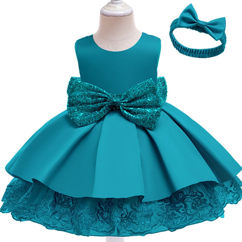 Summer v Backless Girl -juhlakeskulla, jossa on keula ylellinen prinsessamekko hiusnauhalla 1-9-vuotias