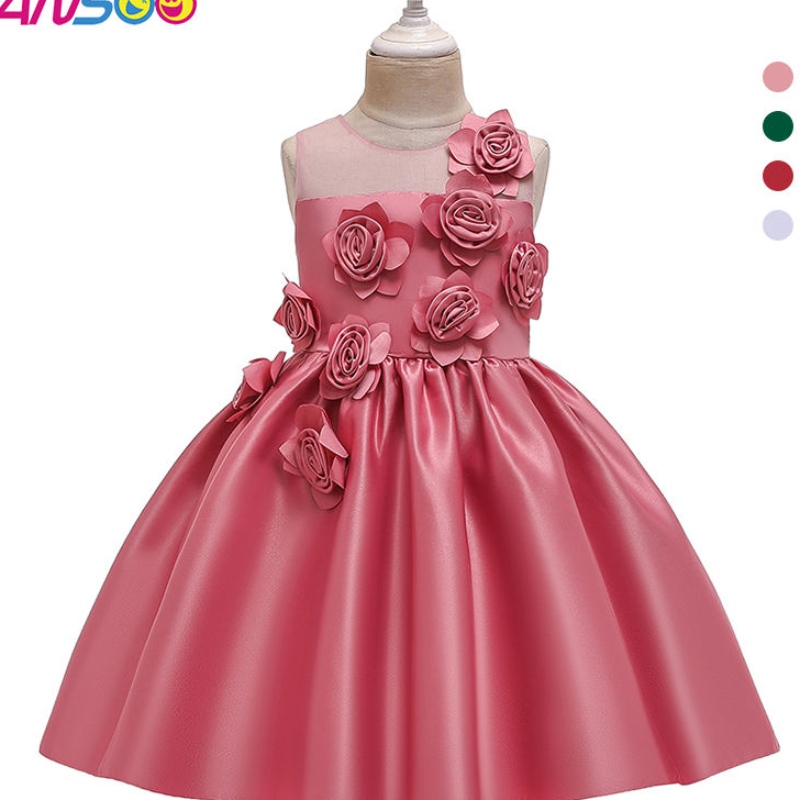 Ansoo Girls Dress Christmas Tyylikäs prinsessamekko Lasten mekko tyttöjen hääjuhlapallopukulle 2-12 vuotta