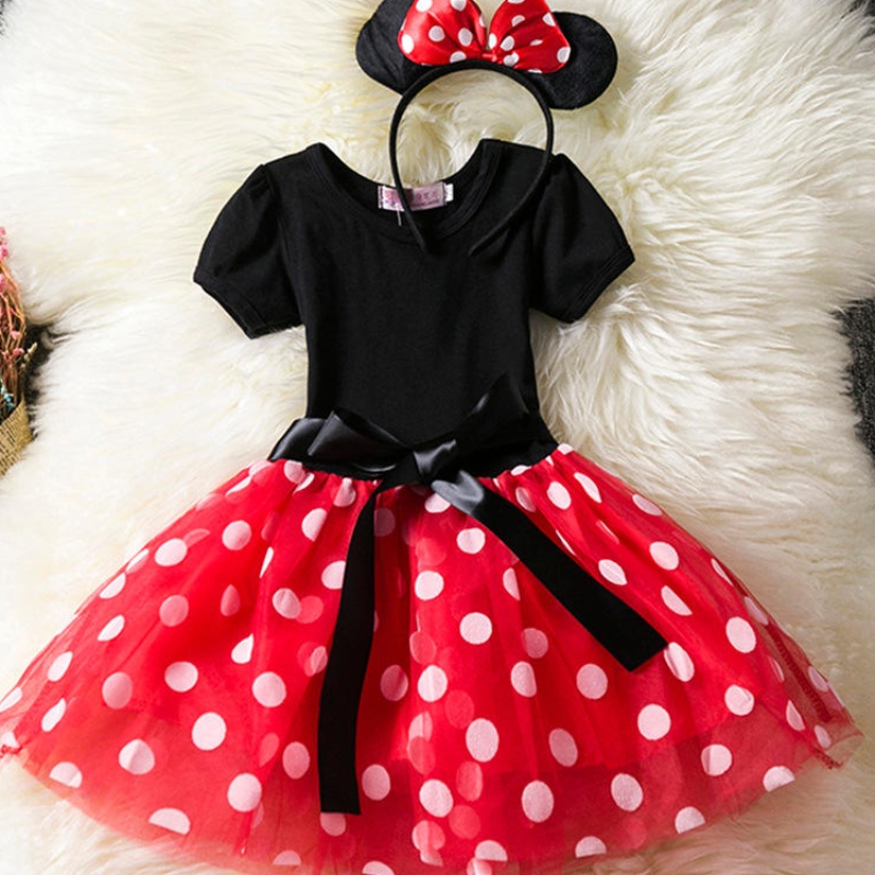 Girls cosplay sarjakuvapuku Kids Summer Short Eleeve Polka Dot Prinsessa pukeutua lasten syntymäpäiväjuhlat vaatteet