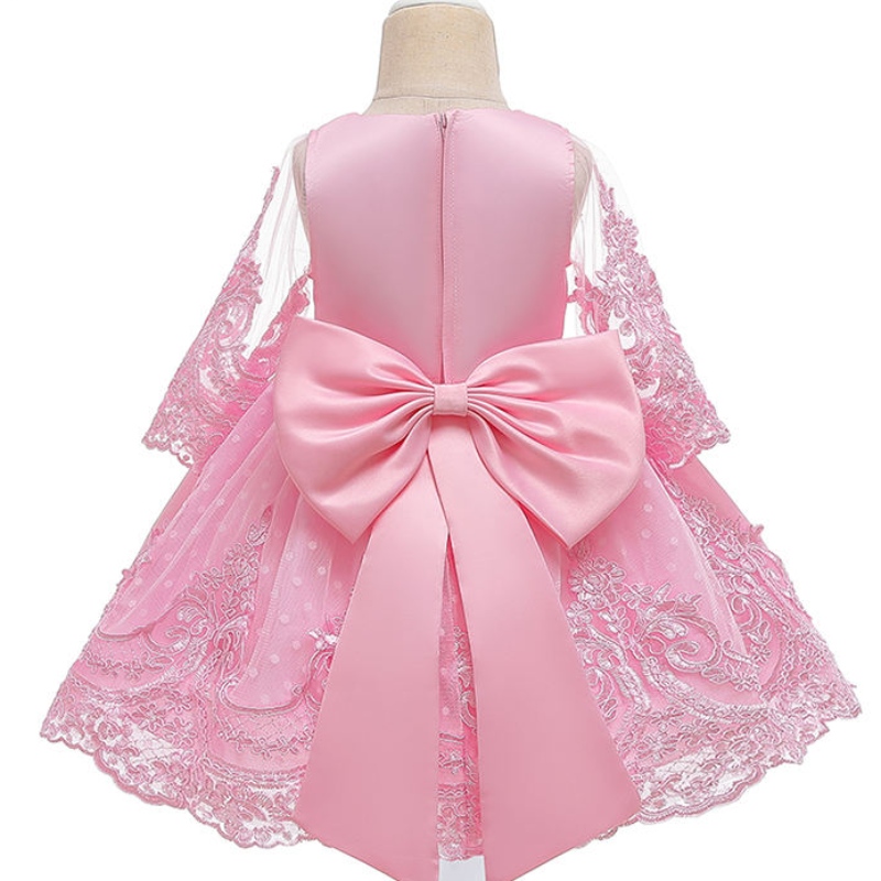 Ansoo 2022 Uusi tyyli Summer Little Girls Prinsessa Hihaton pitkä pitsi Big Bow Puff Party Dress -puku 2-13 vuotta