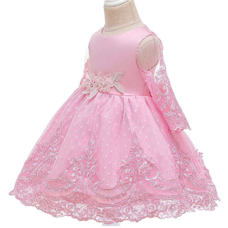 Ansoo 2022 Uusi tyyli Summer Little Girls Prinsessa Hihaton pitkä pitsi Big Bow Puff Party Dress -puku 2-13 vuotta