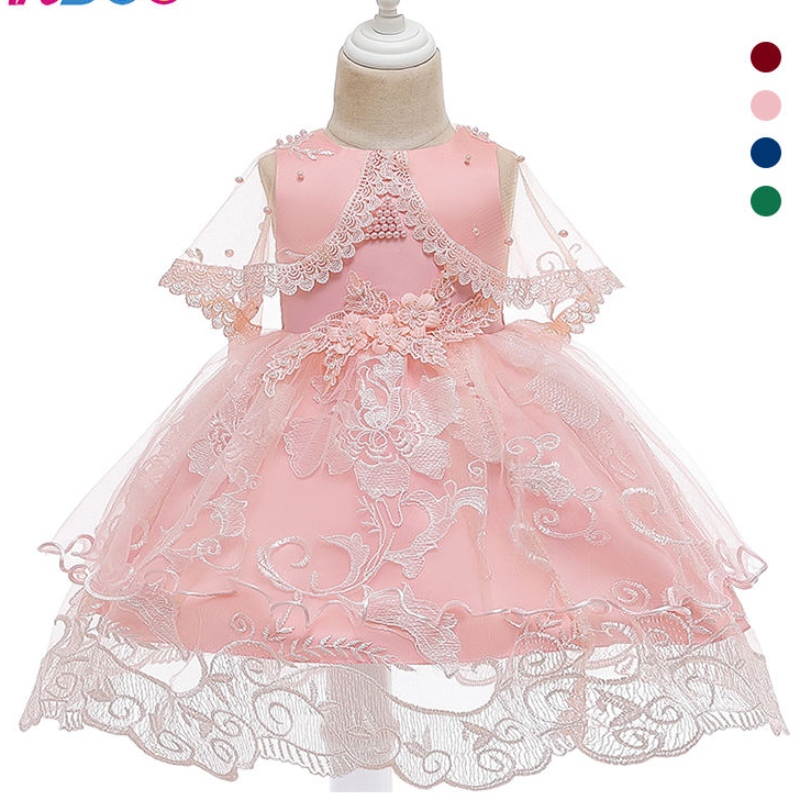 Ansoo Child Hihaton vaaleanpunainen juhla Kids Girl -mekko puuvilla Elegant Princess -mekko tytölle 2-10 vuoden tutu-häämekot tytölle