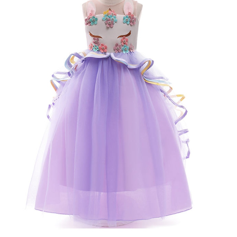 Ansoo Girls Unicorn Dress Applique Party Cosplay Summer Halloween Fancy Wearding Pink Unicorn -mekko 2-13-tytöille