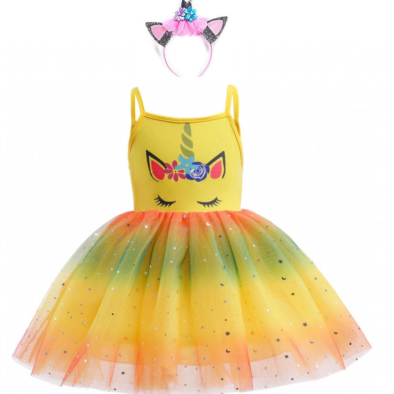 2022 Uusi tyttö yksisarviset mekot tytöt tutu prinsessajuhlimekot Syntymäpäiväjuhlat cosplay -puku