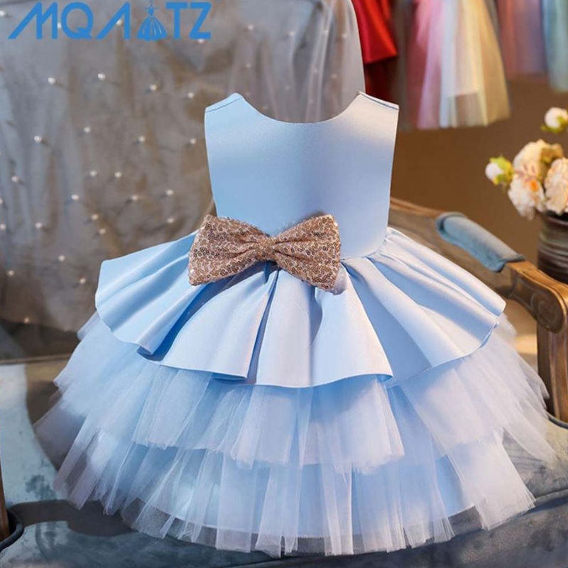 Baige uusi kukka tyttö tutu mekko vauva frock lapset vaatteet keula syntymäpäivä tyttö mekko