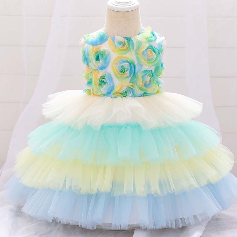 2020 Kukka vastasyntyneen vauvan kaste FROCK First Communion Pukeudu kakku tutu prinsessa mekot