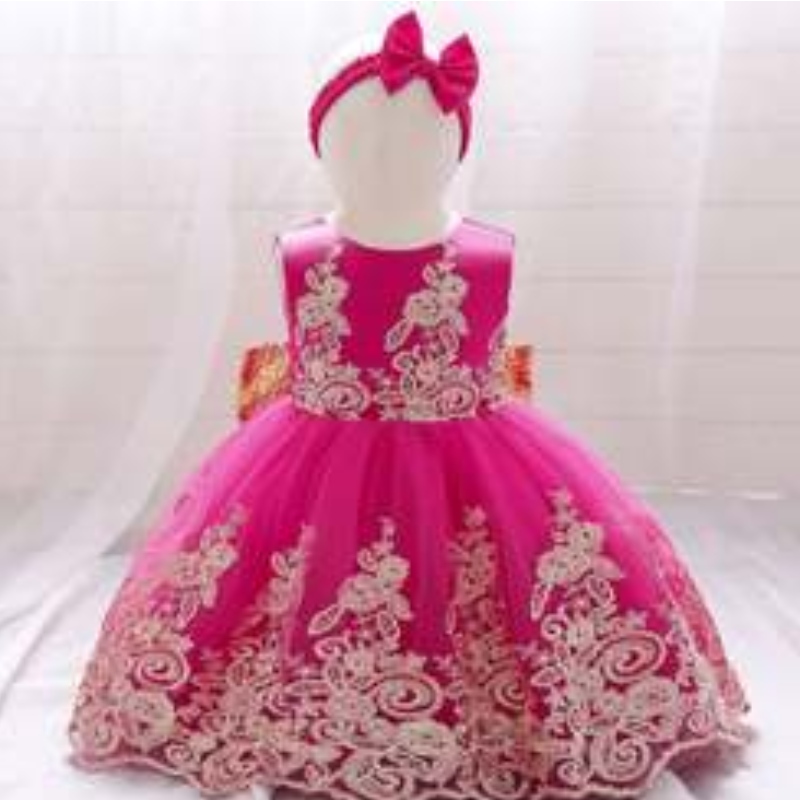 Baige New Lace Frock Kids Party Wear 0-6-Year Flower Girl Birthday Party Ball -puku
