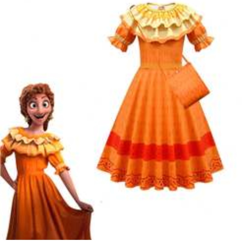 Baige Kids Girls Encanto Mirabel Cosplay -mekko pussilla Halloween -karnevaalipuku puku