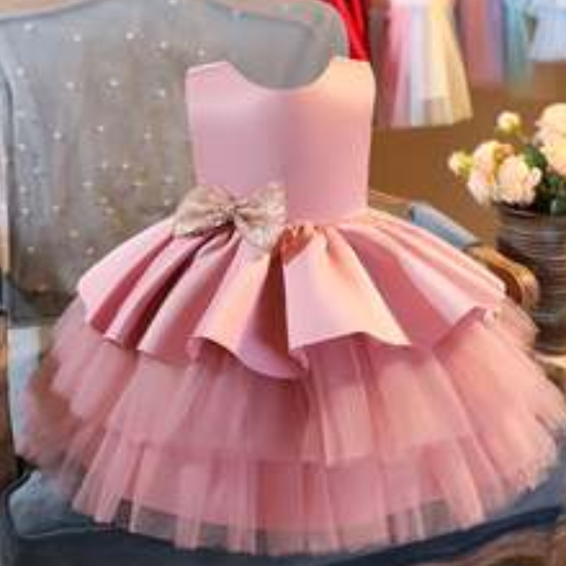 Baigen uusien lasten juhlapuku Frock Kids Wedding Clothing Hihaton midi -juhlakko mekko