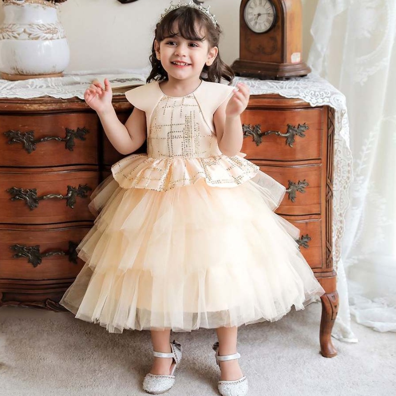 Baige -lapset Ensimmäinen syntymäpäivämekko vauva tyttö kaste Prinsessa mekot Ensimmäinen juhla Fluffy tutu -mekko
